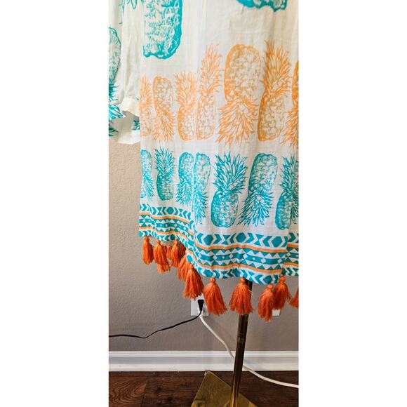 Crown & Ivy‎ Pineapple Tassel Boho Beach Coverup Tunic Top Women Size L Multi - Picture 3 of 6